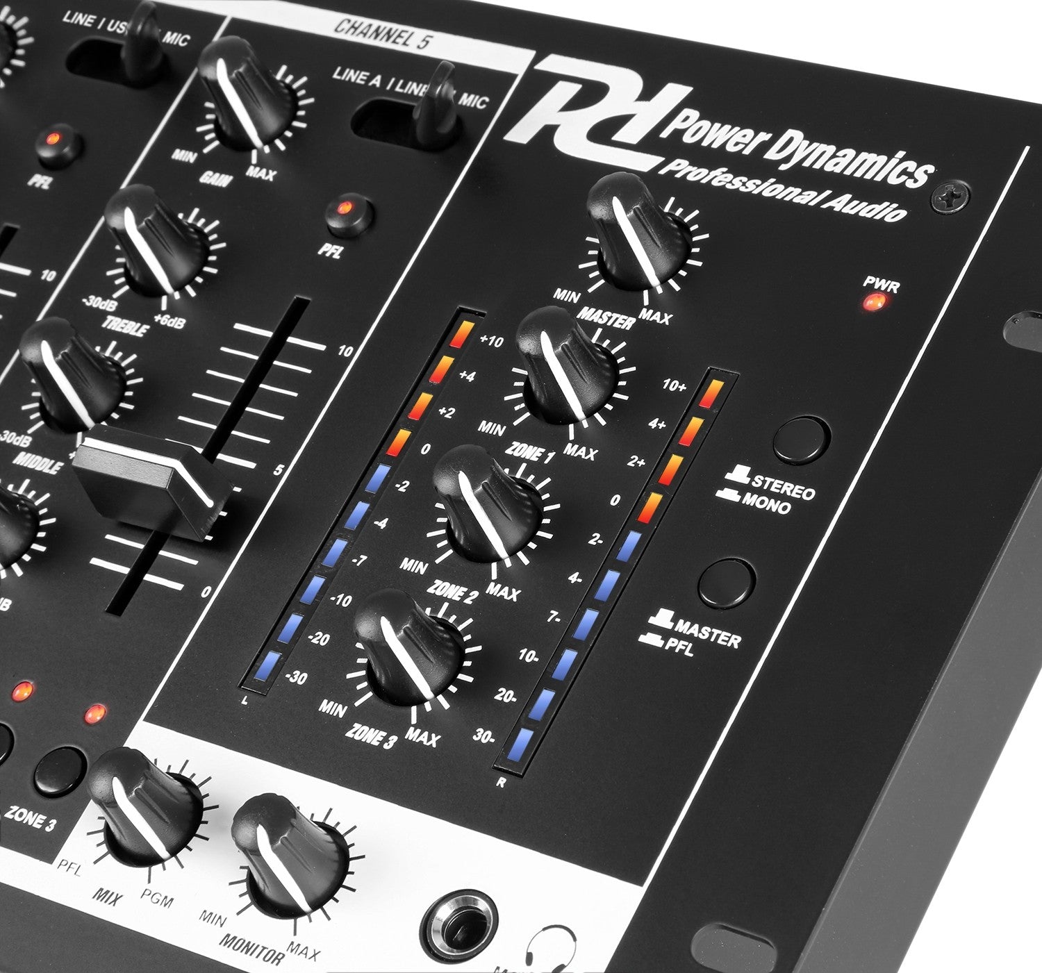 Power Dynamics PDZM700 6 kanals mikser med 4 soner