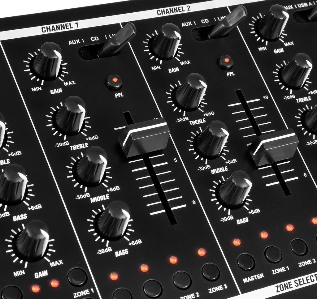 Power Dynamics PDZM700 6 kanals mikser med 4 soner