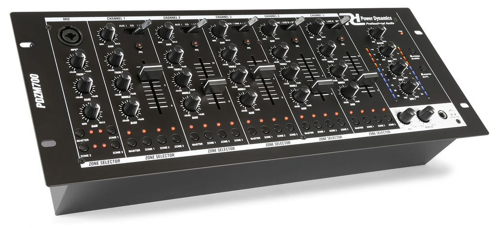 Power Dynamics PDZM700 6 kanals mikser med 4 soner