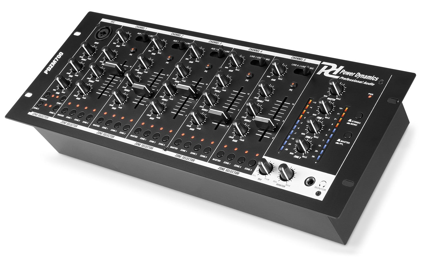 Power Dynamics PDZM700 6 kanals mikser med 4 soner