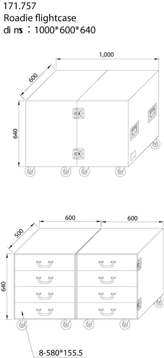 Power Dynamics PD-FA4 Transportkasse med 8 skuffer