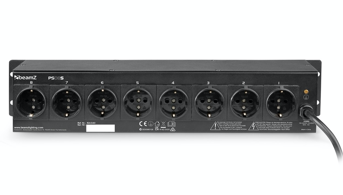 Beamz PS08S Bryterpanel Schuko