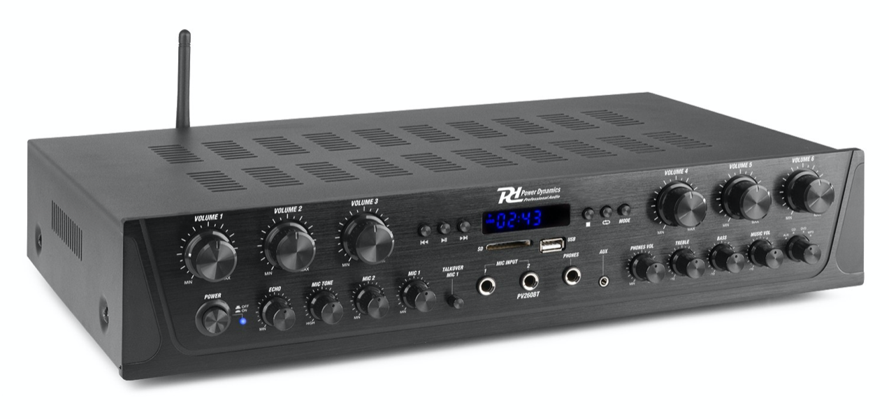 Power Dynamics PV260BT 6-soners forsterker med bluetooth