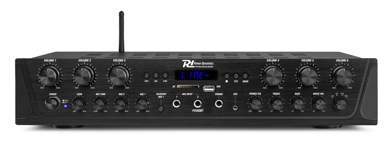 Power Dynamics PV260BT 6-soners forsterker med bluetooth