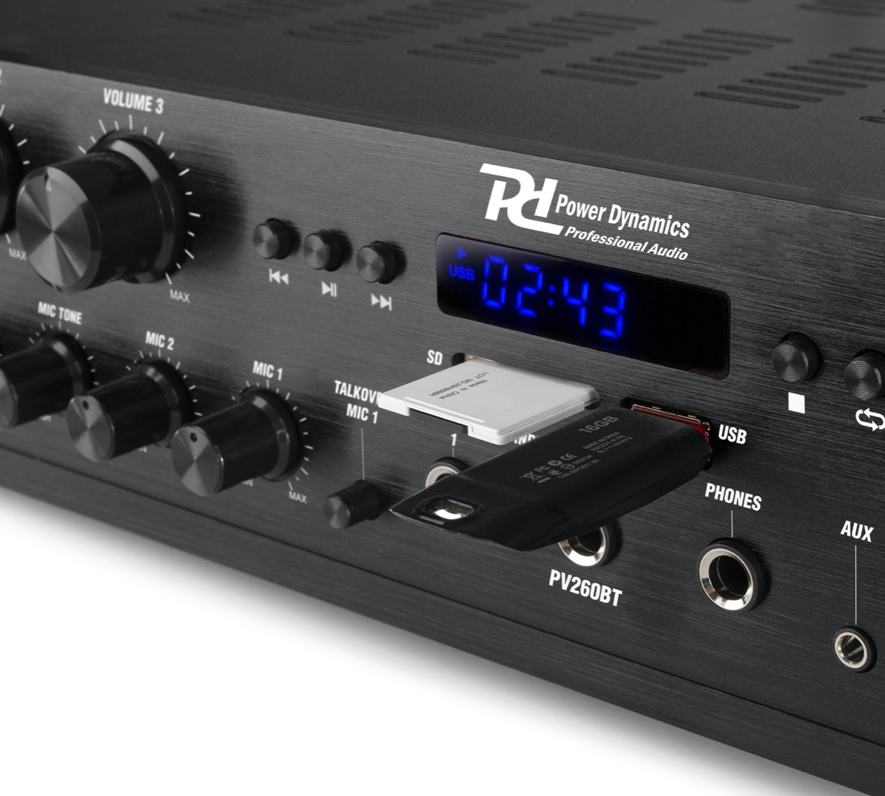 Power Dynamics PV260BT 6-soners forsterker med bluetooth