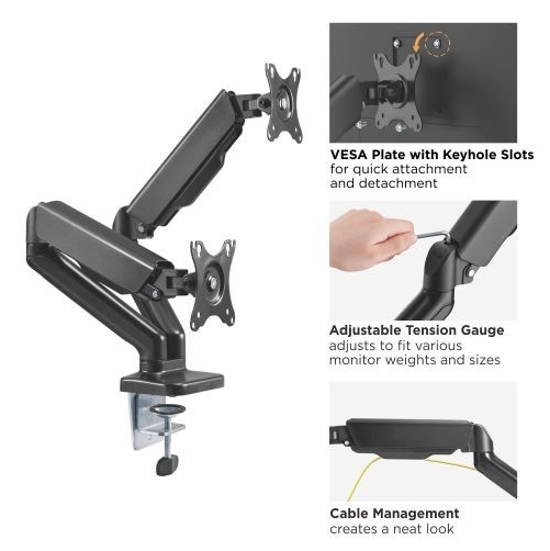 Audizio MAD20G Dobbel monitor arm 17”- 32”