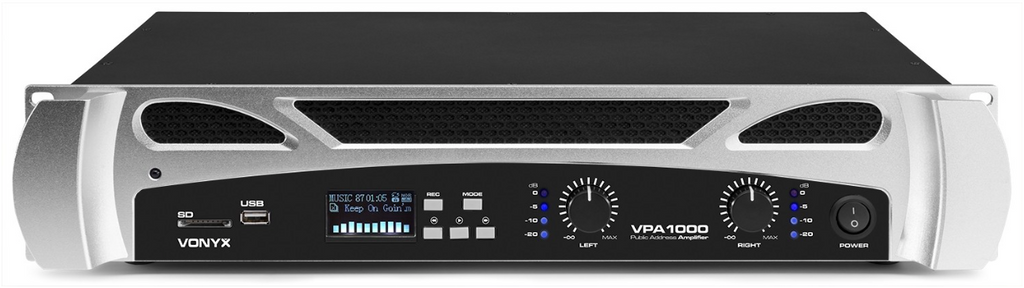 Vonyx VPA1000 2 X 500W Media forsterker med bluetooth