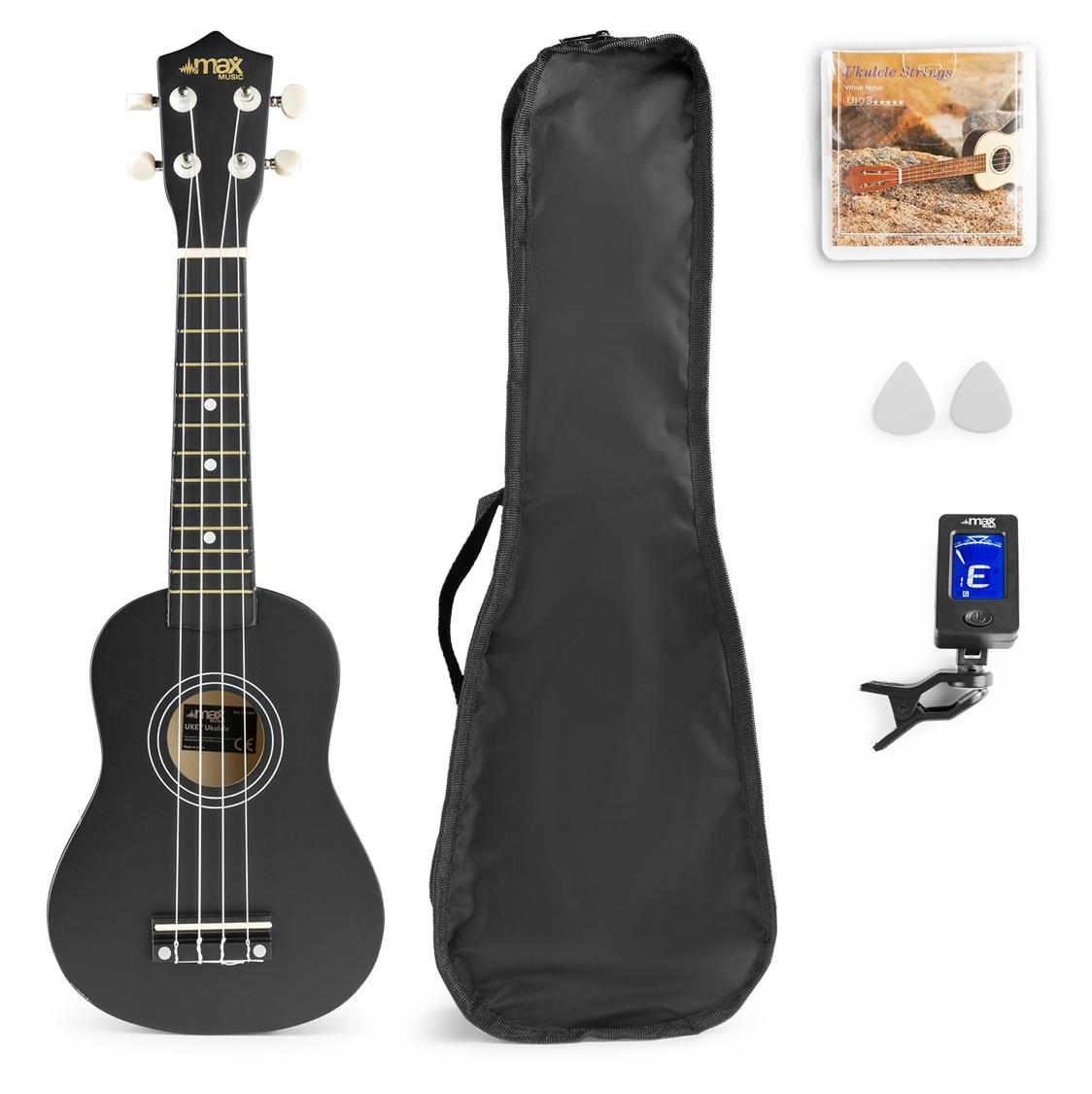 Max UKEY Ukulele Pakke Sort