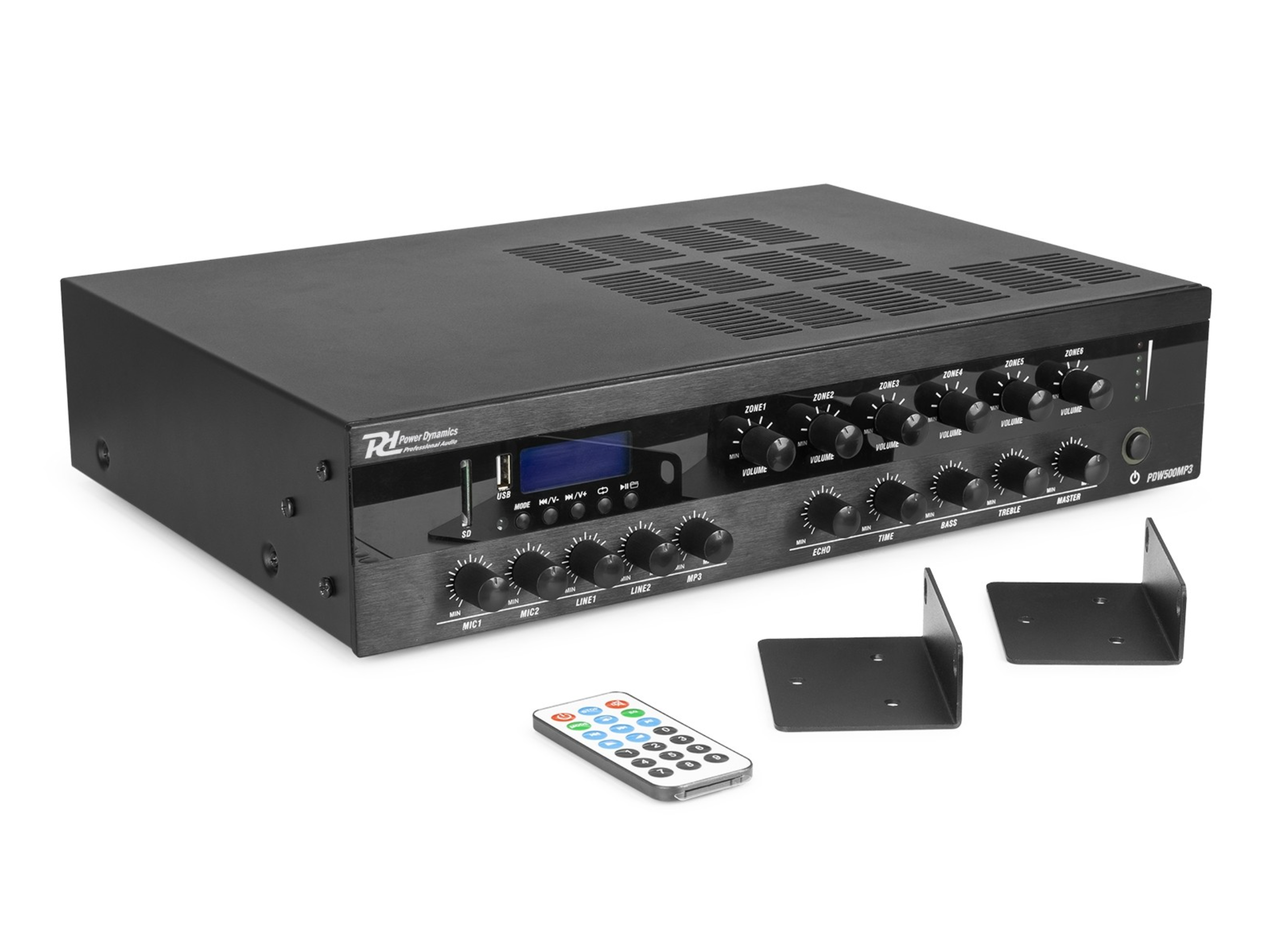 Power Dynamics PDW500 100V forsterker/5 kanaler/6 soner