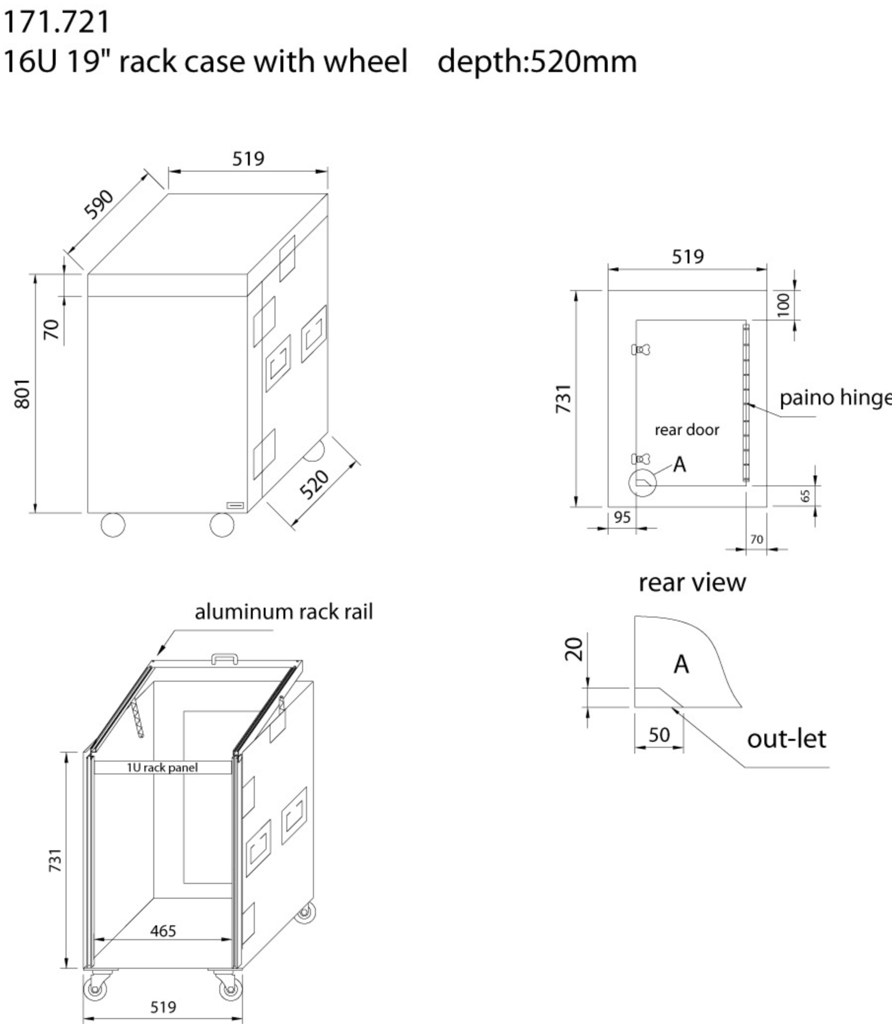 Power Dynamics PD-F16U8 Rackskap med hjul (Demo)