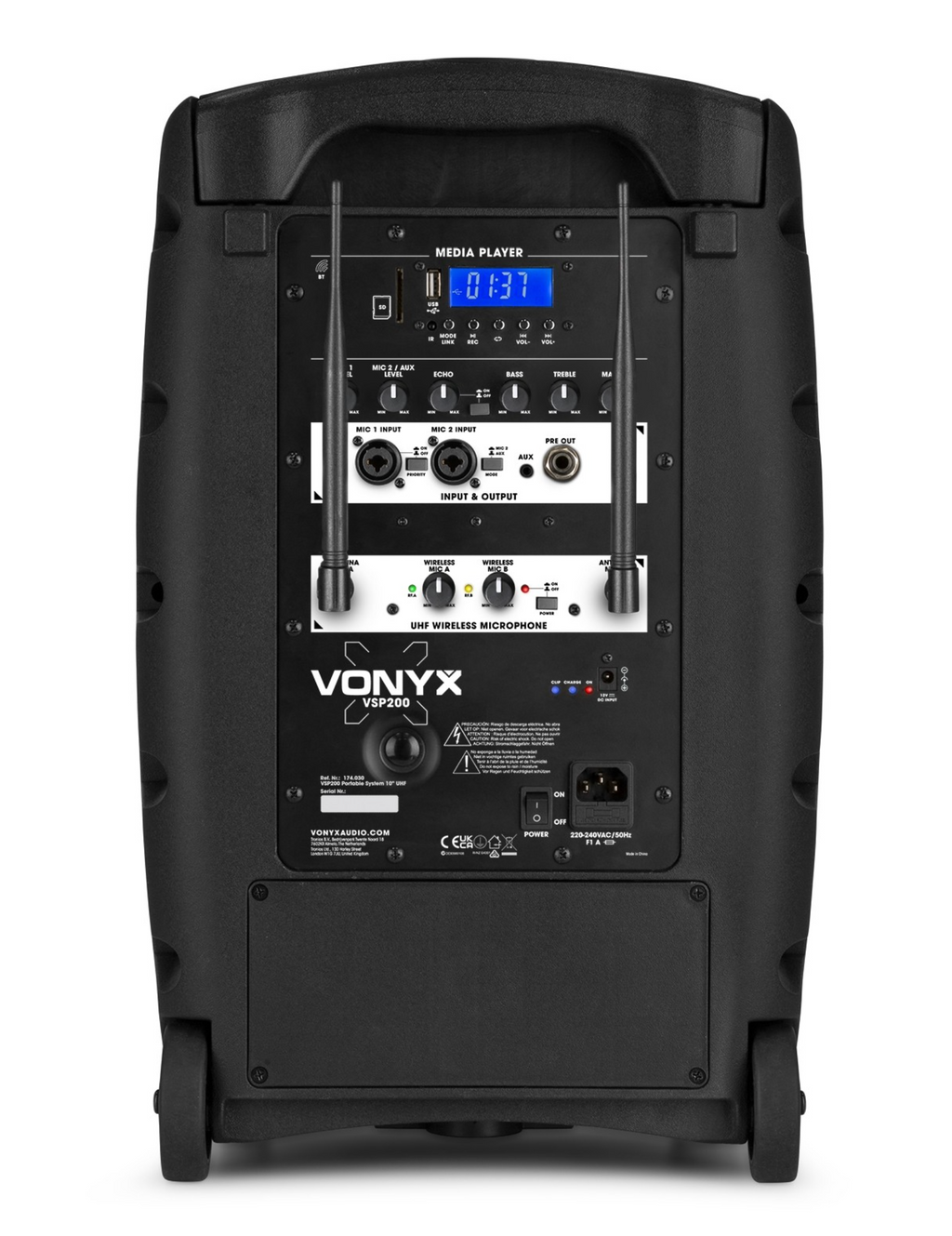 Vonyx VSP200 Batterihøyttaler med trådløse mikrofoner - Kampanje med trekk!