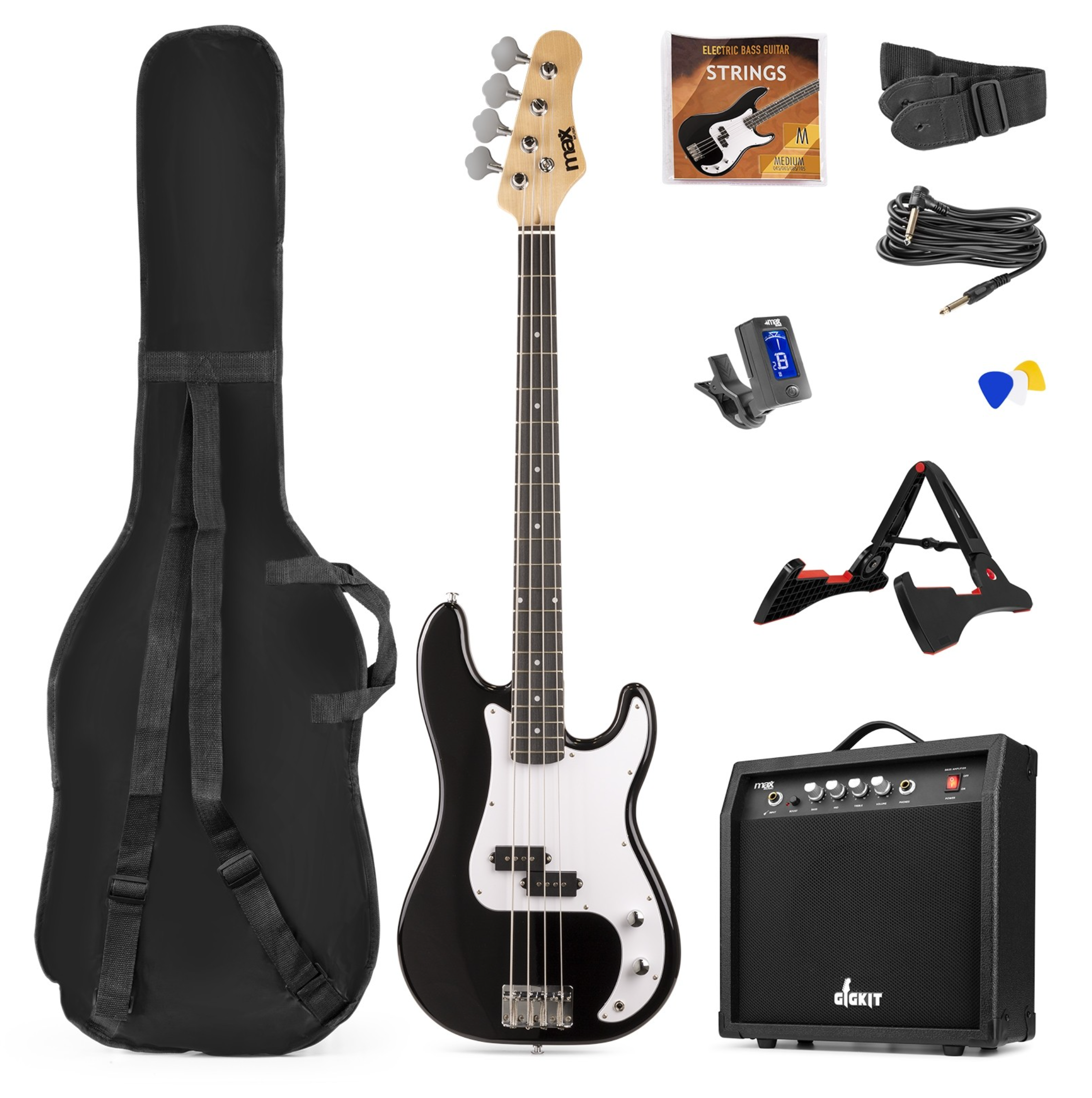 Max GIGKIT El-bassgitar Pakke Sort