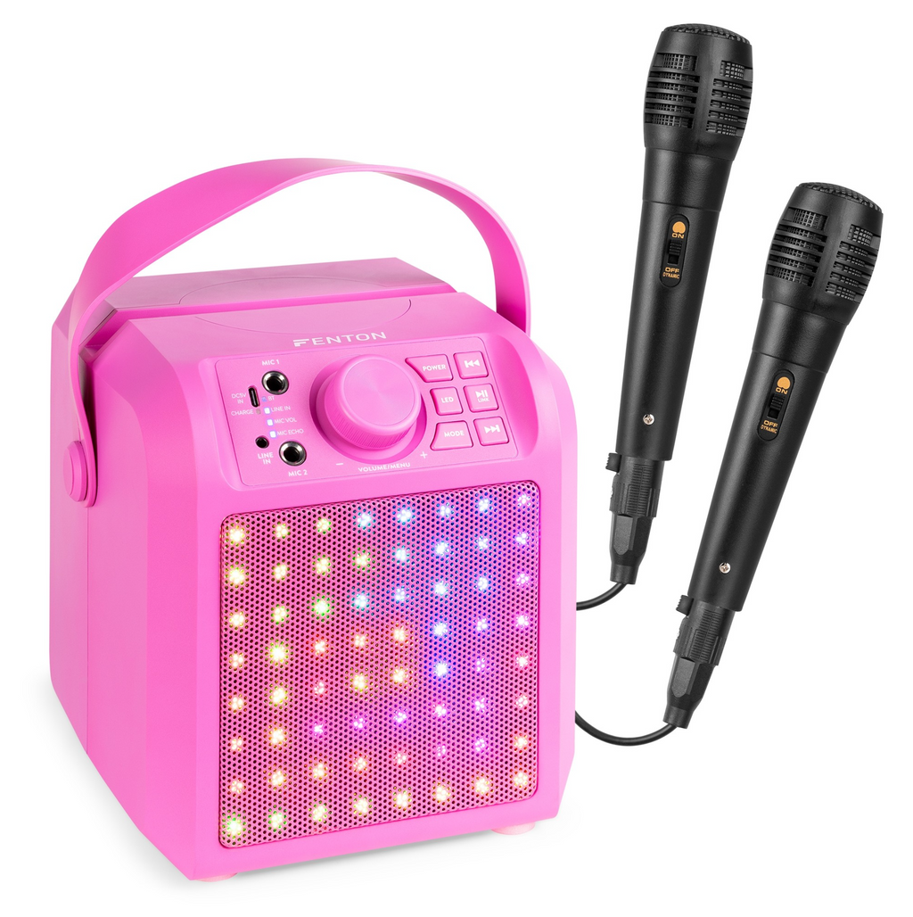 Fenton KAR50P Karaoke Høyttaler med LED - ROSA
