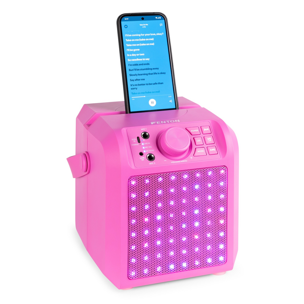 Fenton KAR50P Karaoke Høyttaler med LED - ROSA