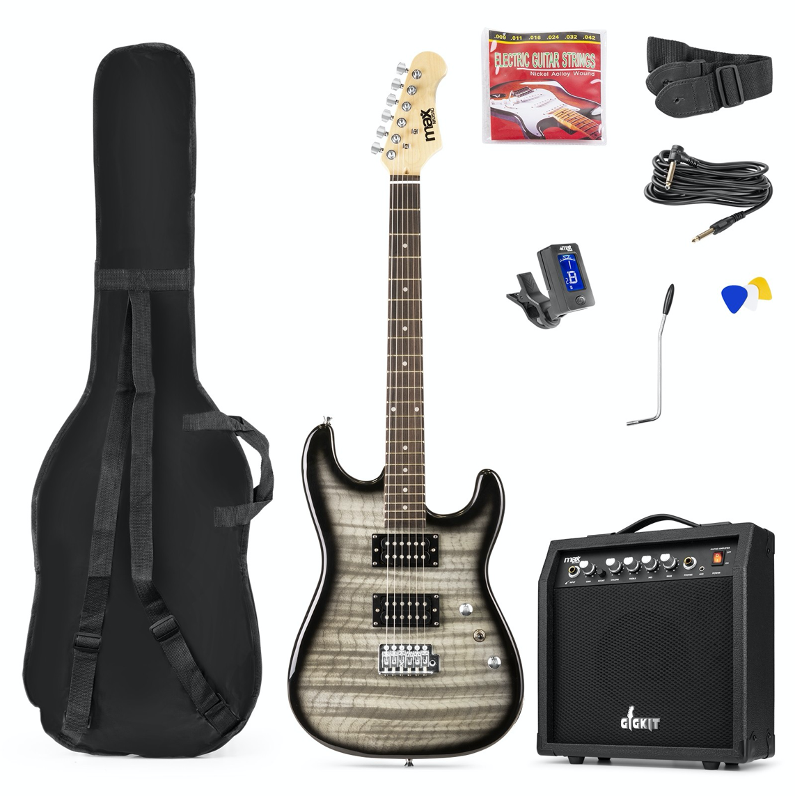 Max GIGKIT El-gitar Pakke Quilted Black