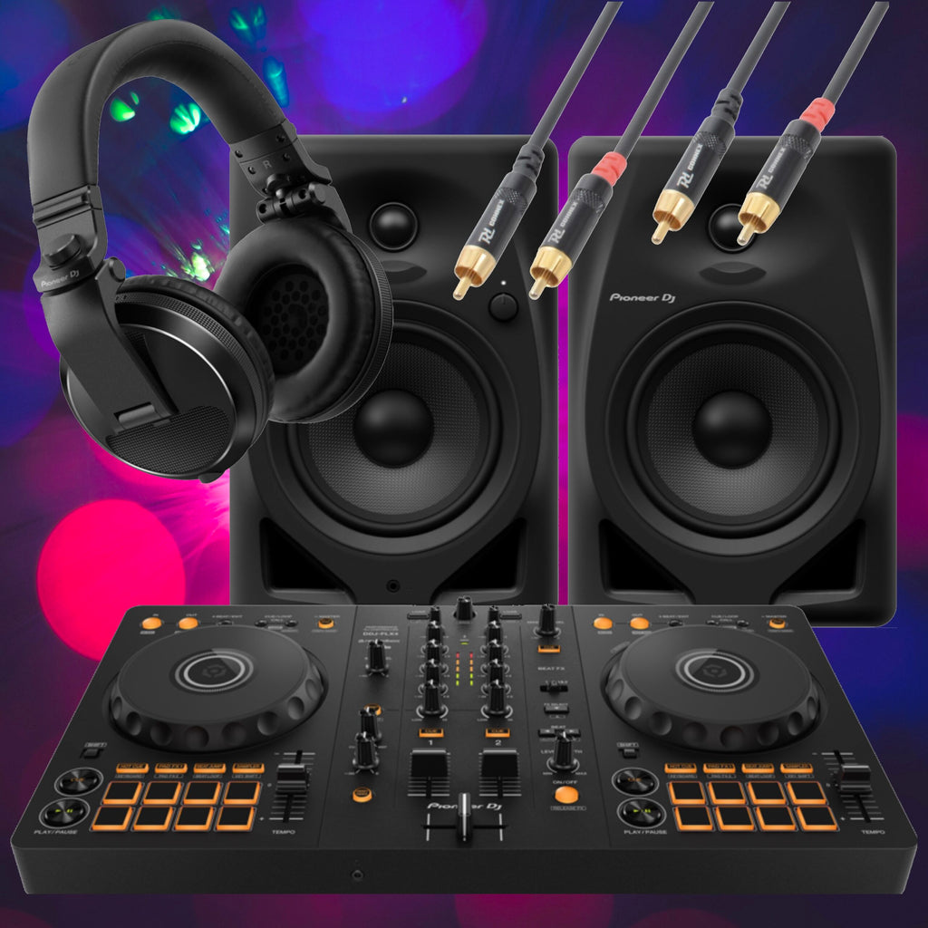 Pioneer DJ DDJ-FLX4 KAMPANJE med X5 hodetelefoner og DM-50 BT høyttalere